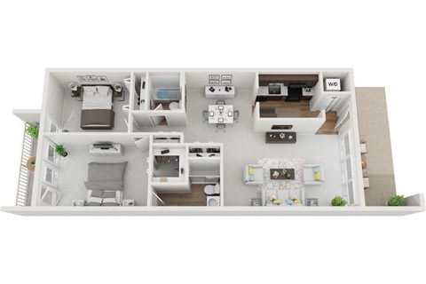 Floor plan for 2 beds, 2 baths, 978 sqft